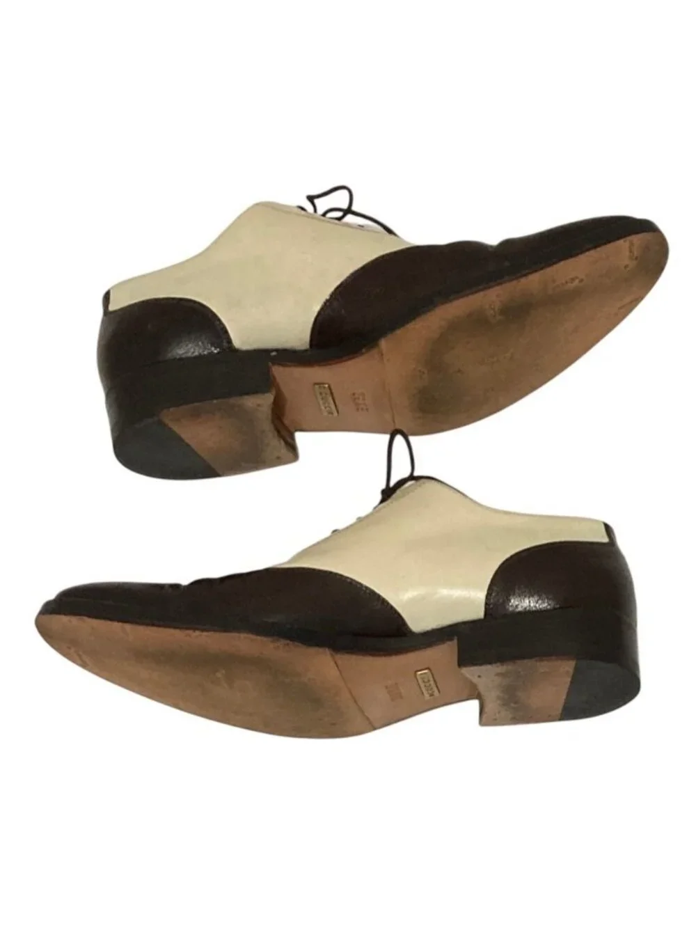 Gucci Bicolor Wingtip Leather Shoes 39.5 Brown White